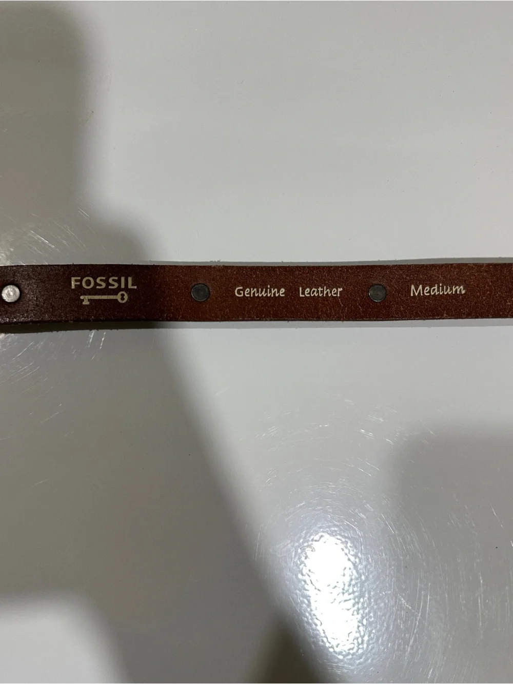 Fossil Metallic Silver Studded Skinny Belt